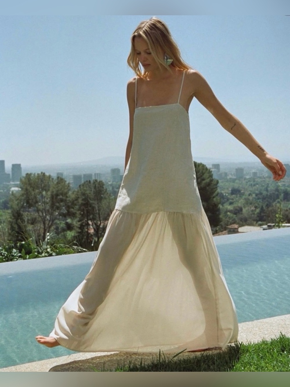 Verge Girl Cream Maxi Dress with Spaghetti Straps